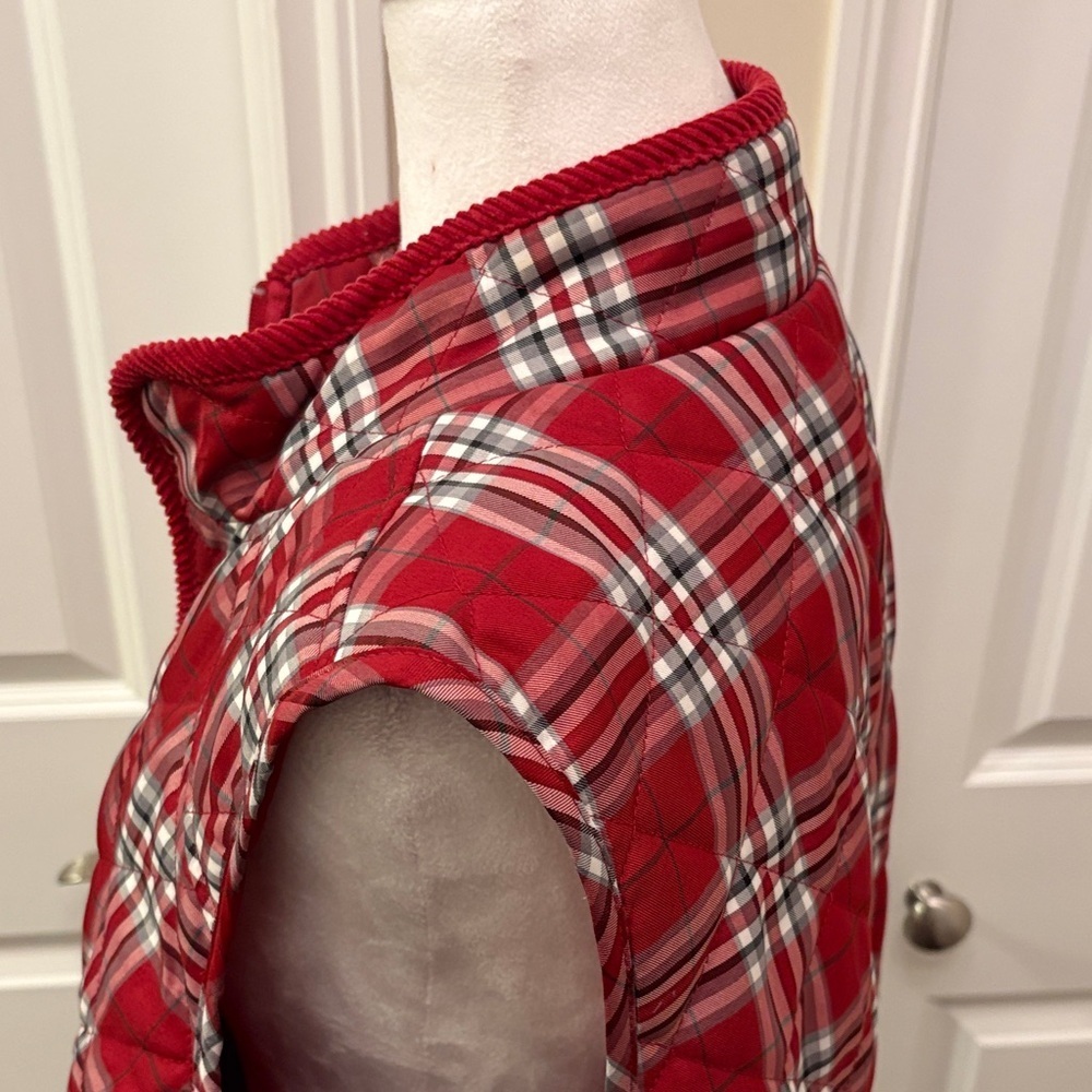 Croft & Barrow Red Plaid Puffer Jacket 1X Vest EUC pockets - Picture 7 of 13